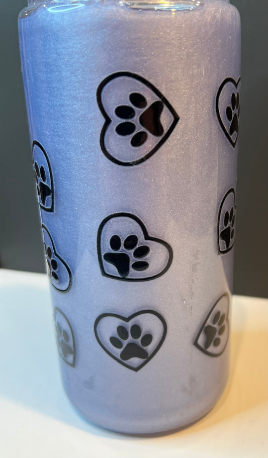 20 oz Acrylic Snow Globe Tumbler “Dog Paws - Shimmer”