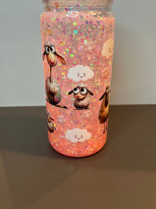 20 oz Acrylic Snow Globe Tumbler “Sheep”