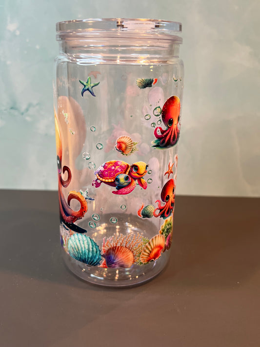 16 oz Acrylic Snow Globe Tumbler “Octopus”