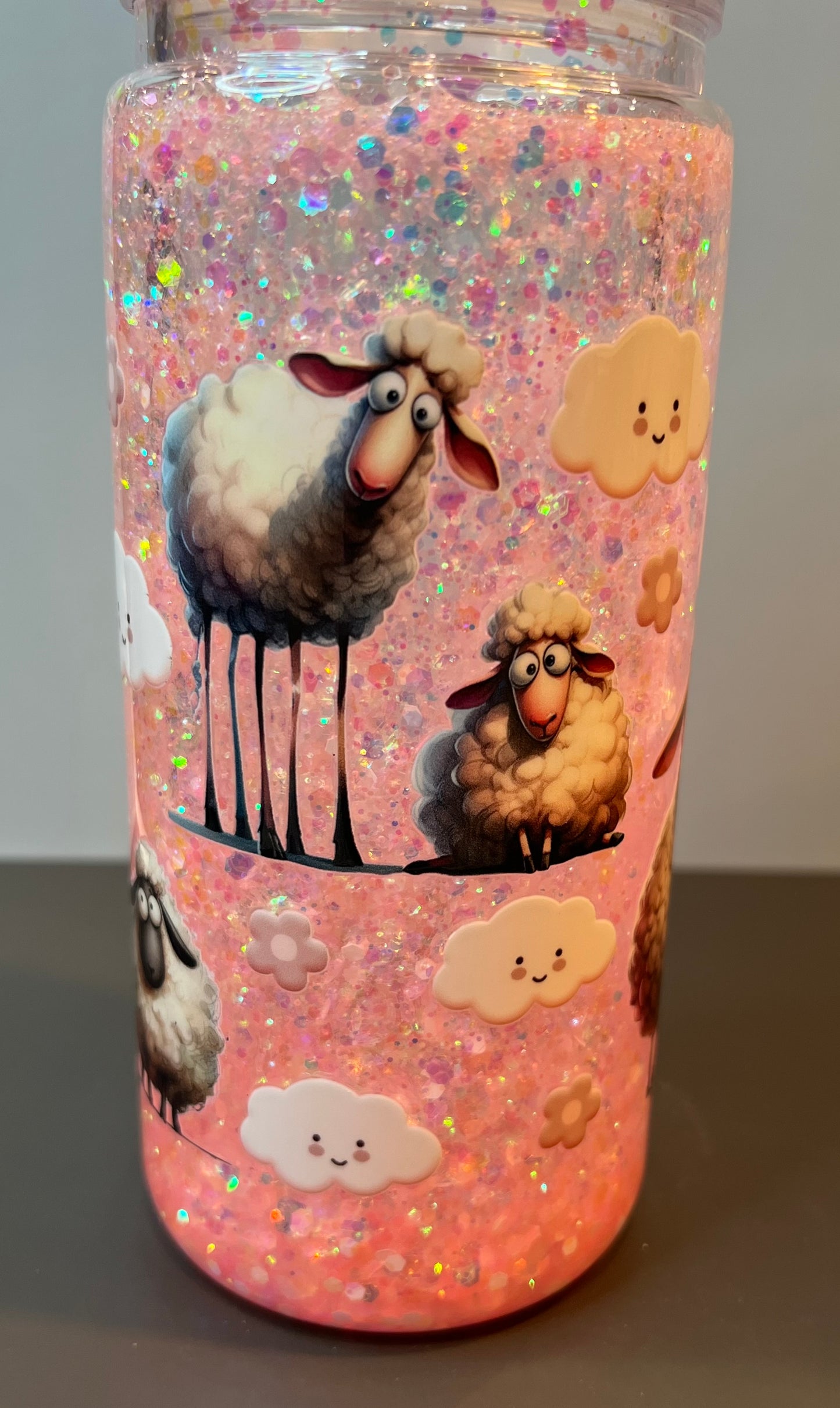 20 oz Acrylic Snow Globe Tumbler “Sheep”