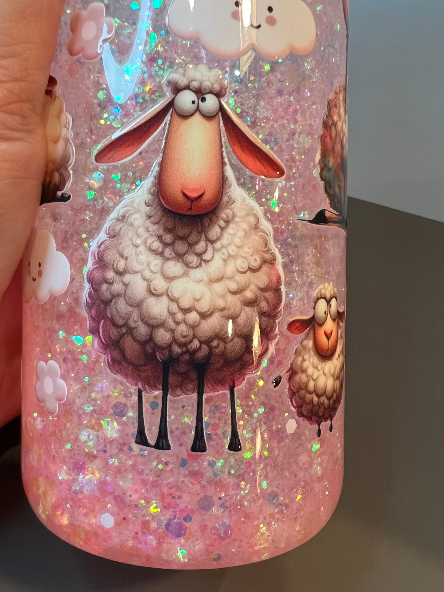 20 oz Acrylic Snow Globe Tumbler “Sheep”