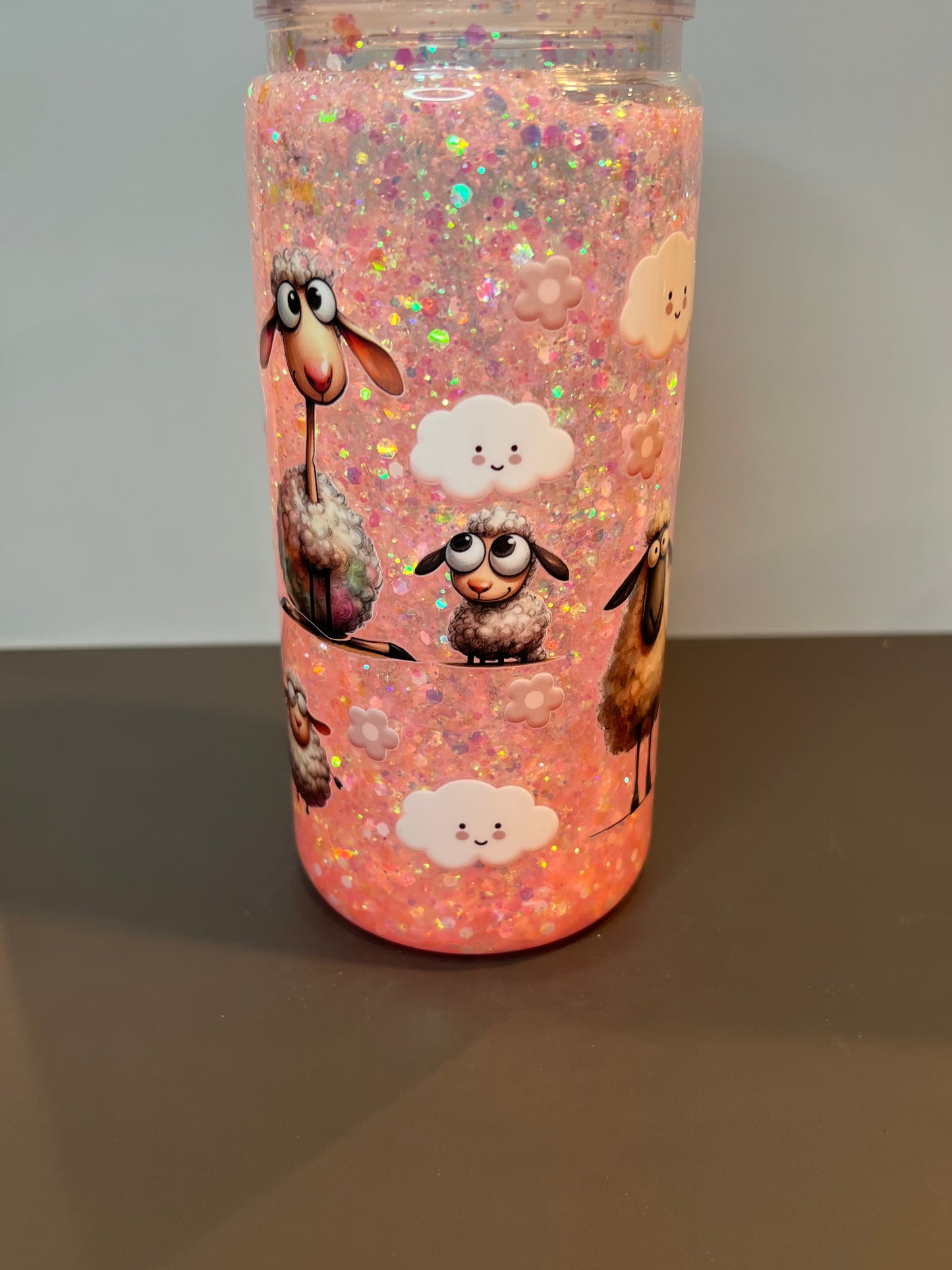 20 oz Acrylic Snow Globe Tumbler “Sheep”